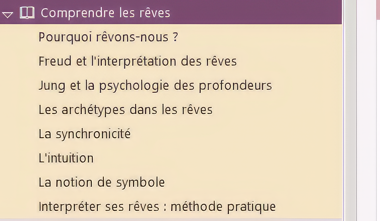 Vue d'ensemble du Dictionnaire des Rêves